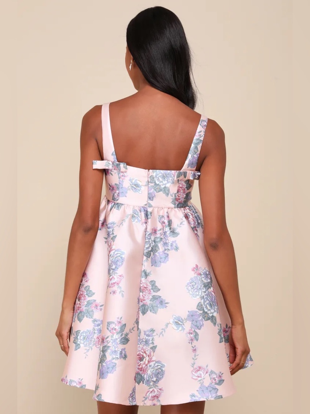 Lulus Unbelievably Lovely Pink Floral Babydoll Empire Waist Mini Dress | Medium - Picture 2 of 4